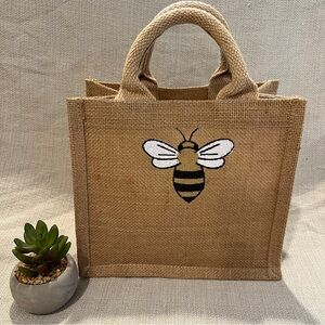 Bee Jute Tote Bag